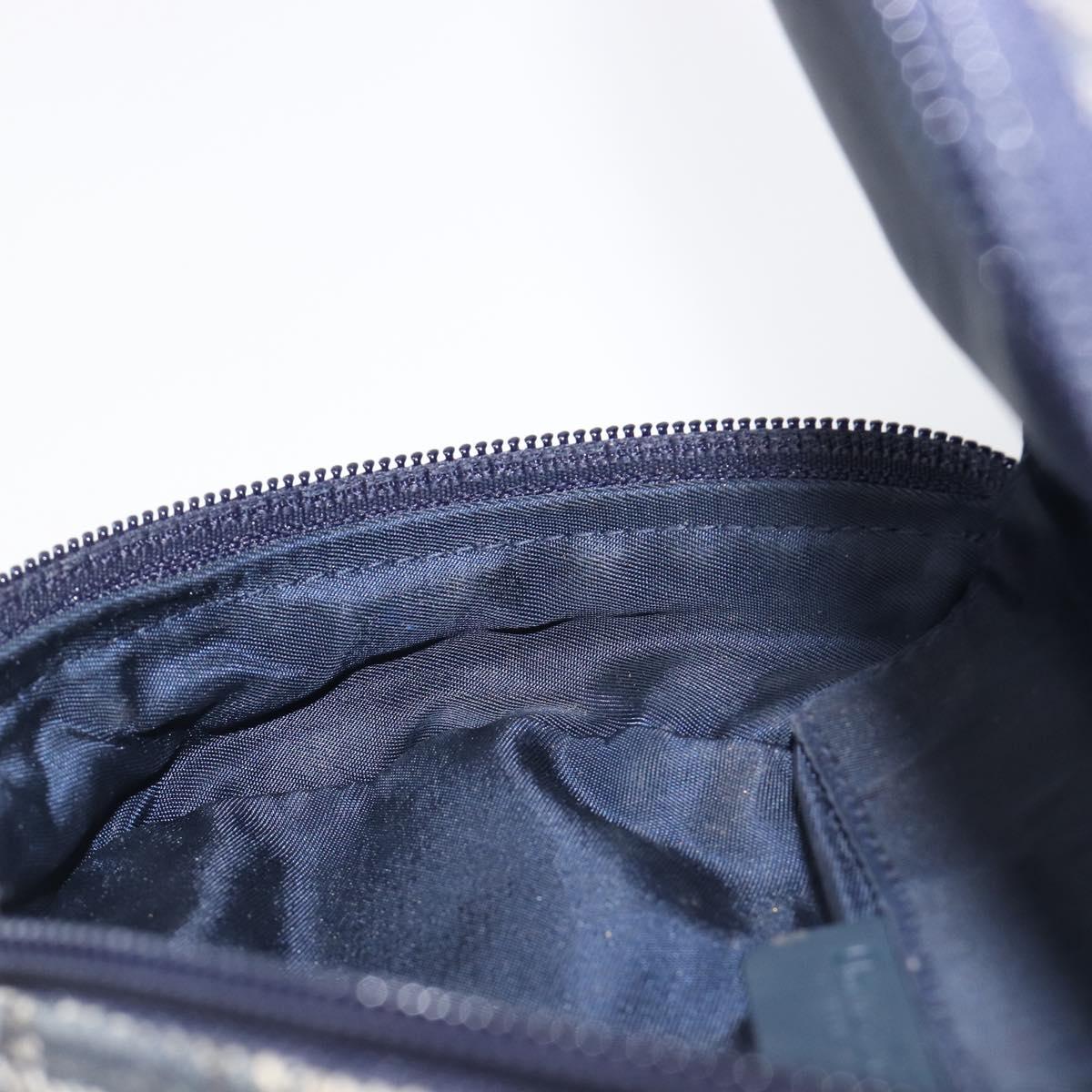 Christian Dior Trotter Canvas Saddle Pouch Navy Gold Tone Auth ar14184