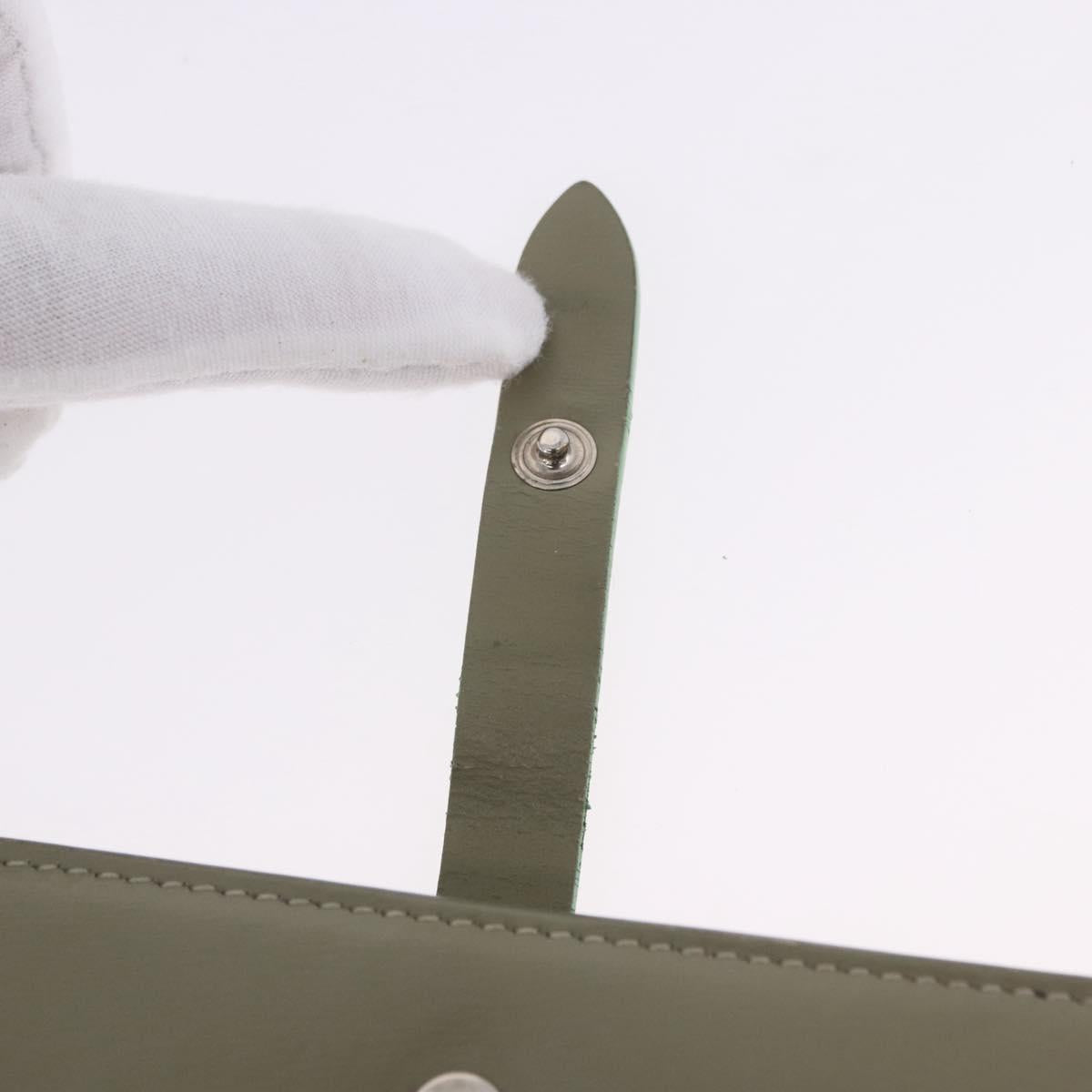 CELINE Bifold Wallet Leather Beige Green Auth ar14185