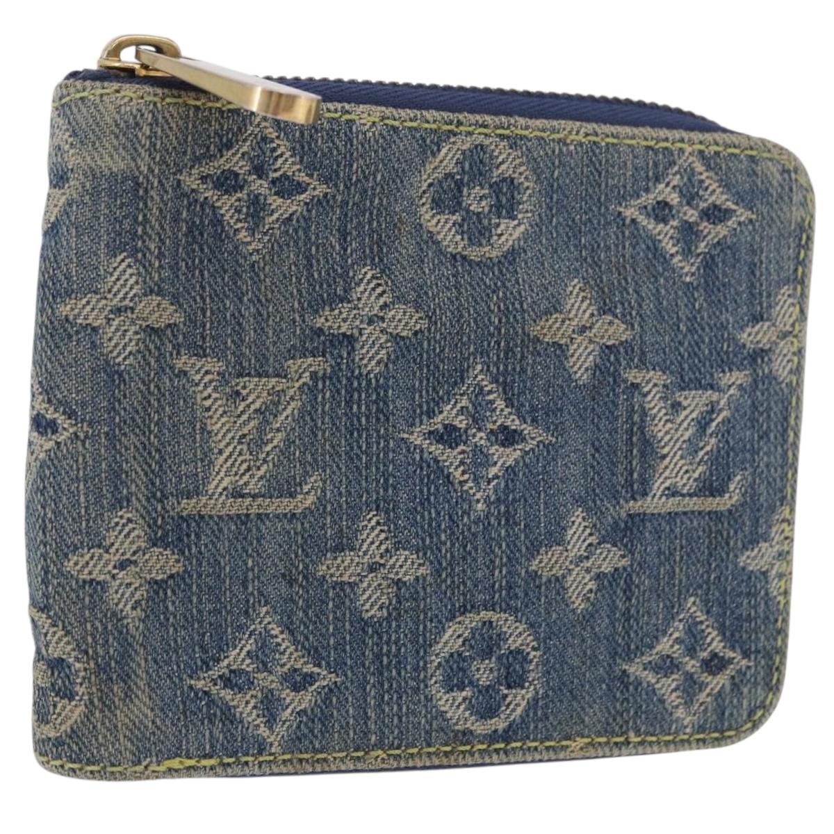 LOUIS VUITTON Monogram Denim Mini Zippy Wallet Blue M95342 LV Auth ar14193A