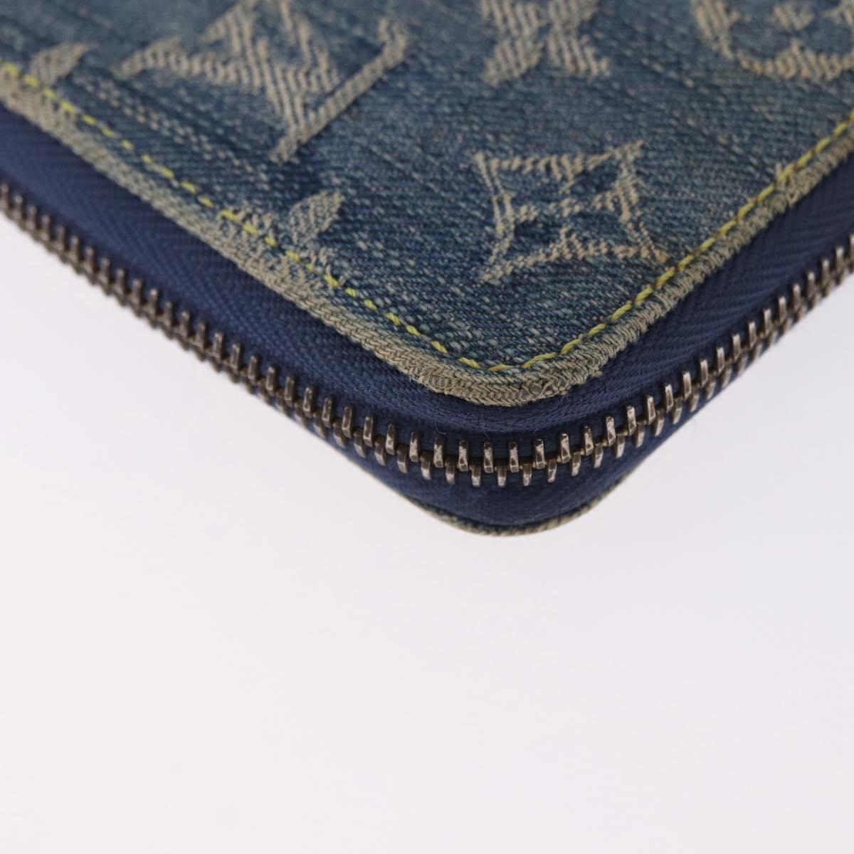 LOUIS VUITTON Monogram Denim Mini Zippy Wallet Blue M95342 LV Auth ar14193A
