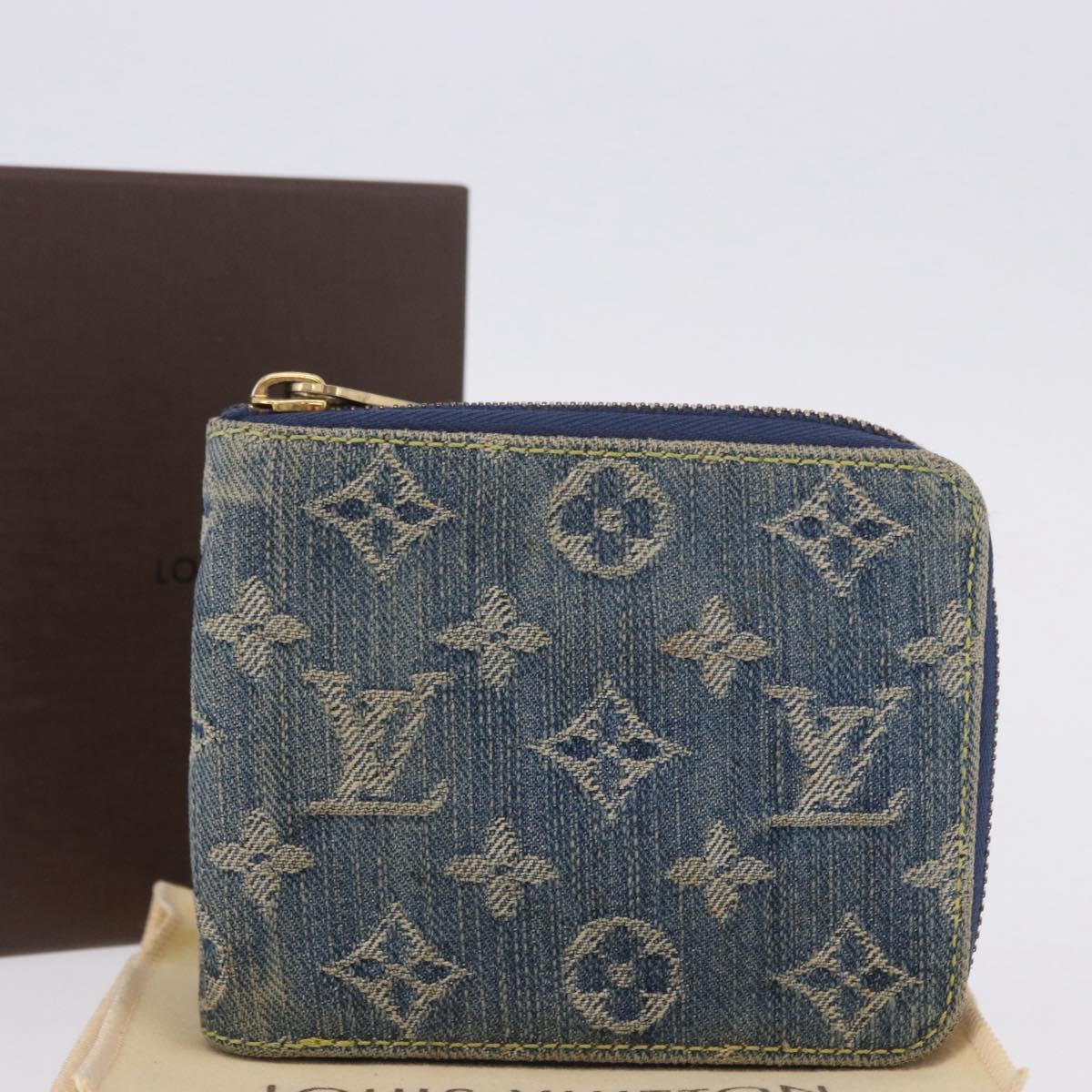 LOUIS VUITTON Monogram Denim Mini Zippy Wallet Blue M95342 LV Auth ar14193A