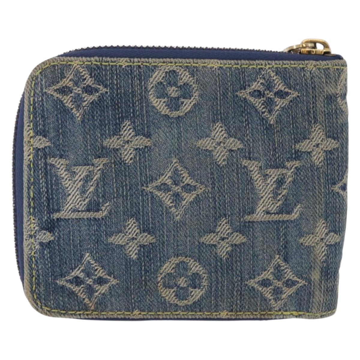 LOUIS VUITTON Monogram Denim Mini Zippy Wallet Blue M95342 LV Auth ar14193A