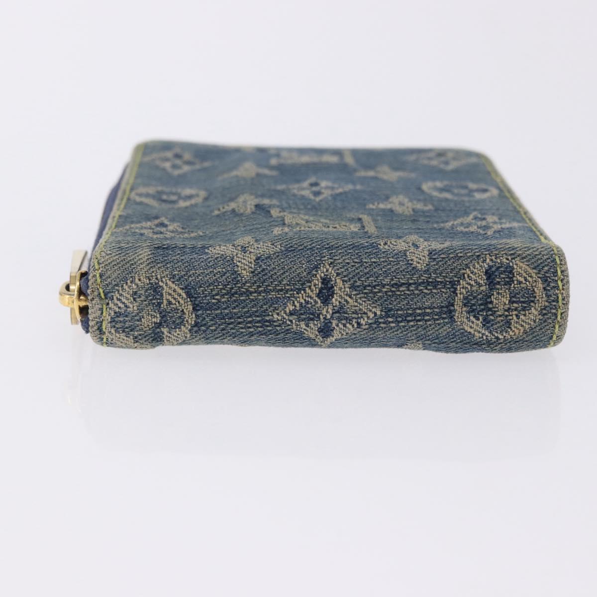 LOUIS VUITTON Monogram Denim Mini Zippy Wallet Blue M95342 LV Auth ar14193A
