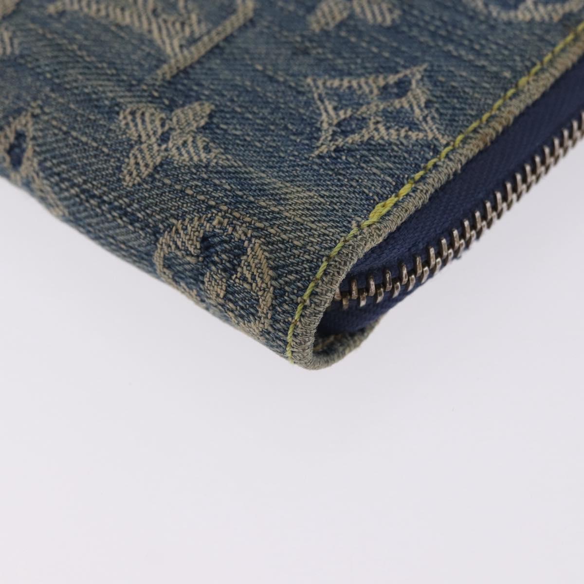 LOUIS VUITTON Monogram Denim Mini Zippy Wallet Blue M95342 LV Auth ar14193A