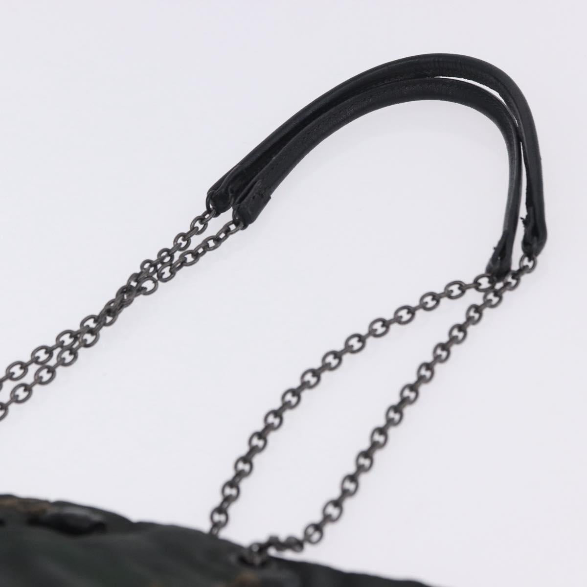 PRADA Chain Tote Bag Nylon Green Auth ar14194