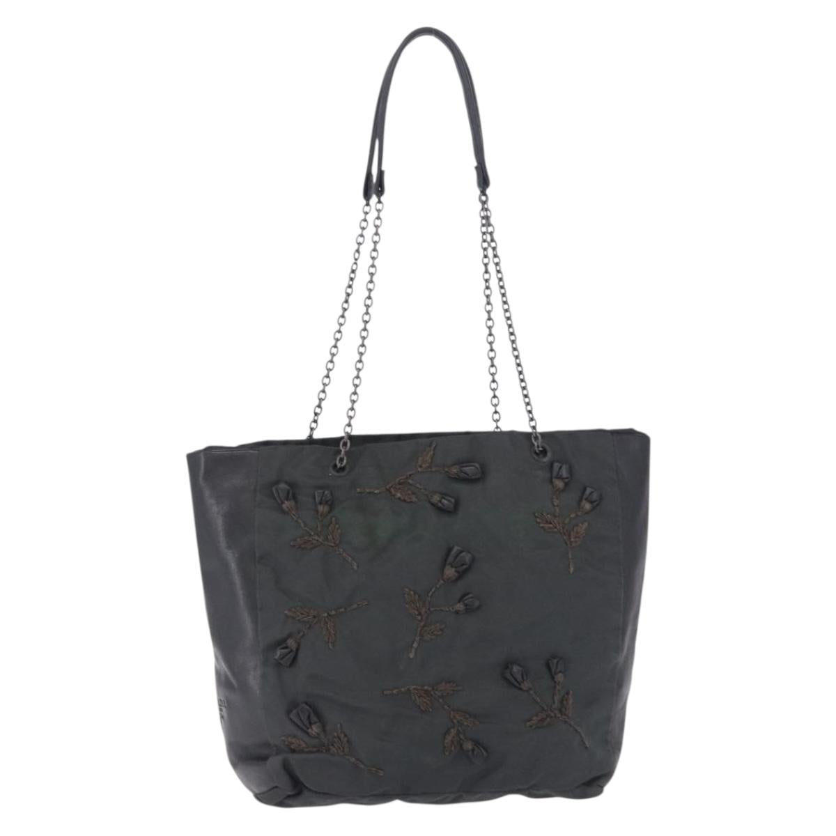 PRADA Chain Tote Bag Nylon Green Auth ar14194