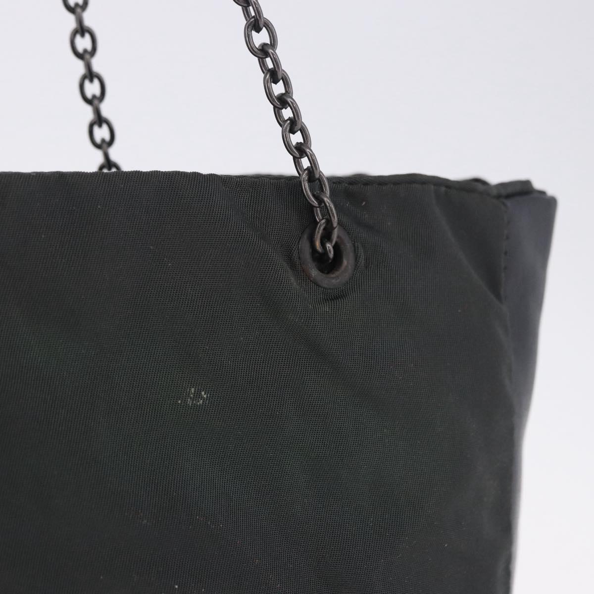 PRADA Chain Tote Bag Nylon Green Auth ar14194