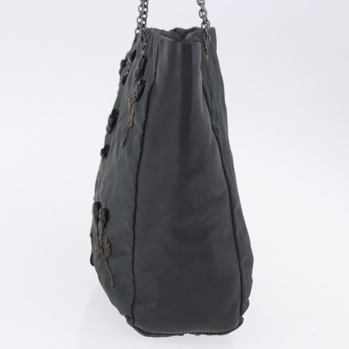 PRADA Chain Tote Bag Nylon Green Auth ar14194