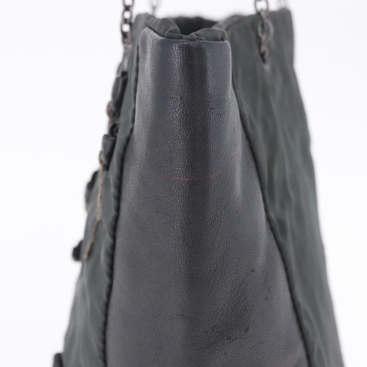 PRADA Chain Tote Bag Nylon Green Auth ar14194