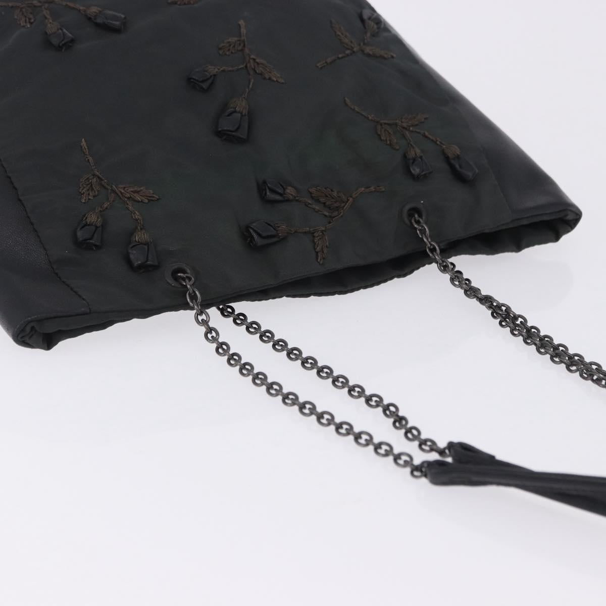 PRADA Chain Tote Bag Nylon Green Auth ar14194