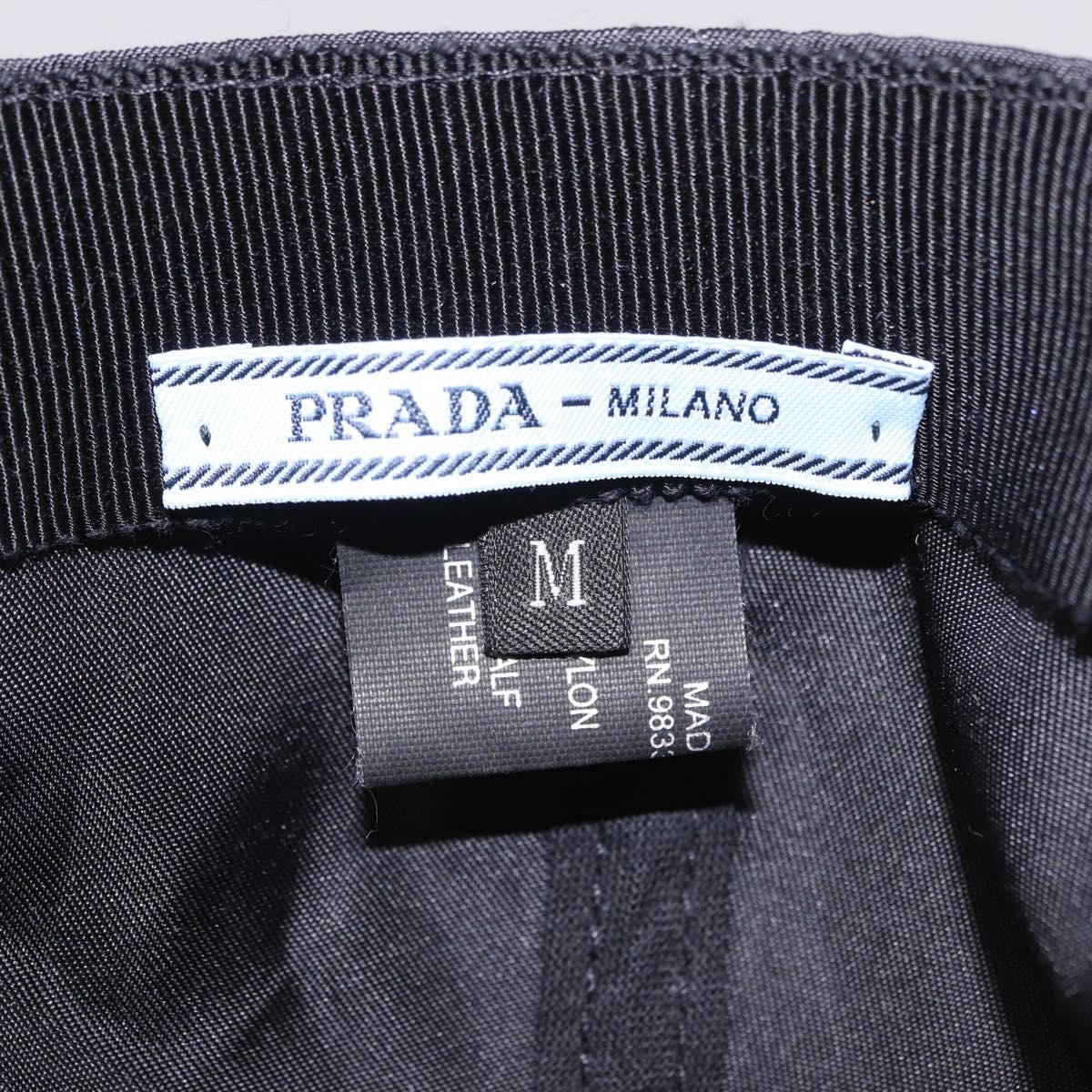 PRADA Cap Nylon Black White Auth ar14198