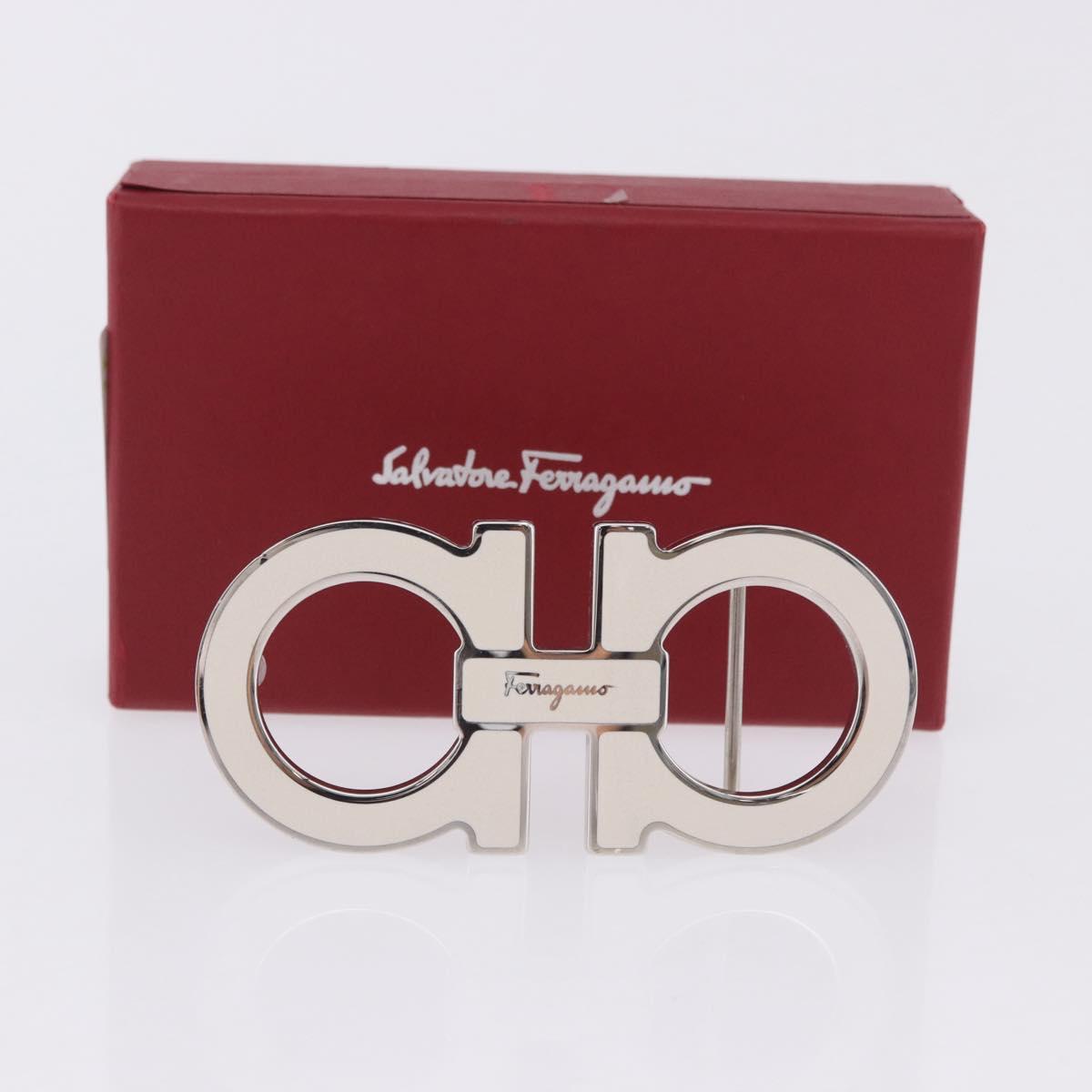 Salvatore Ferragamo Gancini Buckles Metal White Silver Auth ar14199