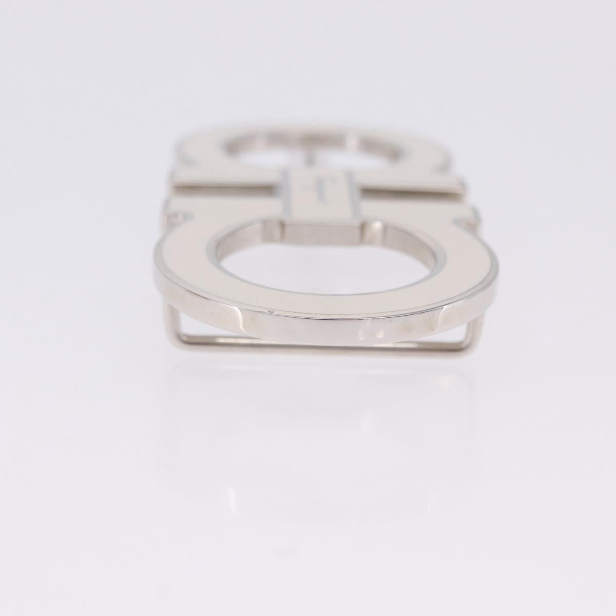 Salvatore Ferragamo Gancini Buckles Metal White Silver Auth ar14199