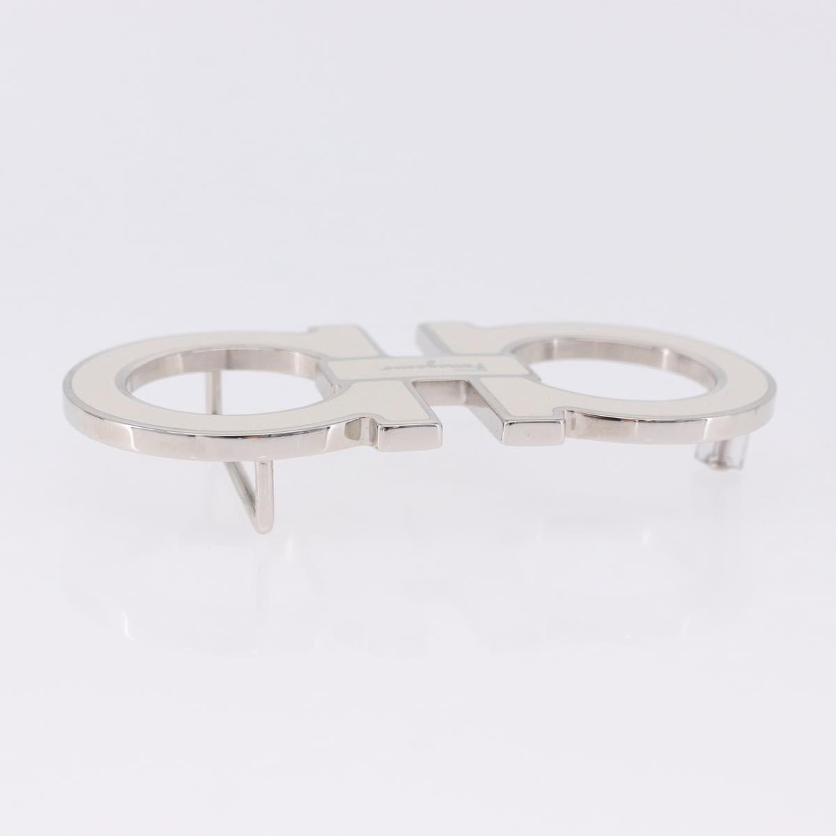 Salvatore Ferragamo Gancini Buckles Metal White Silver Auth ar14199