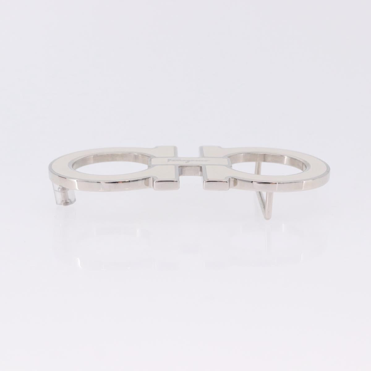 Salvatore Ferragamo Gancini Buckles Metal White Silver Auth ar14199