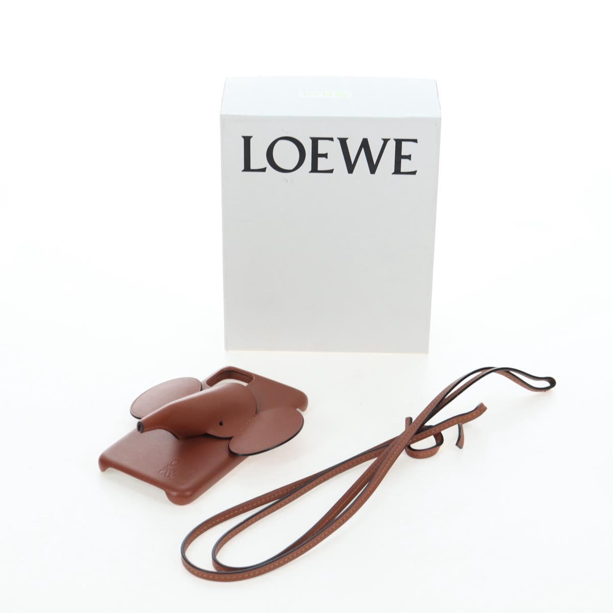 LOEWE iPhone X & XS Case Leather Brown Auth ar14224