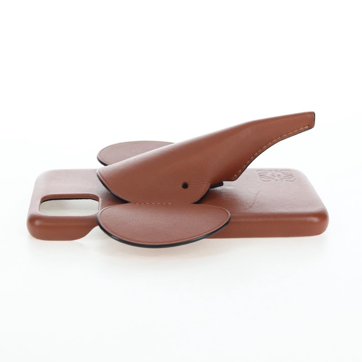 LOEWE iPhone X & XS Case Leather Brown Auth ar14224