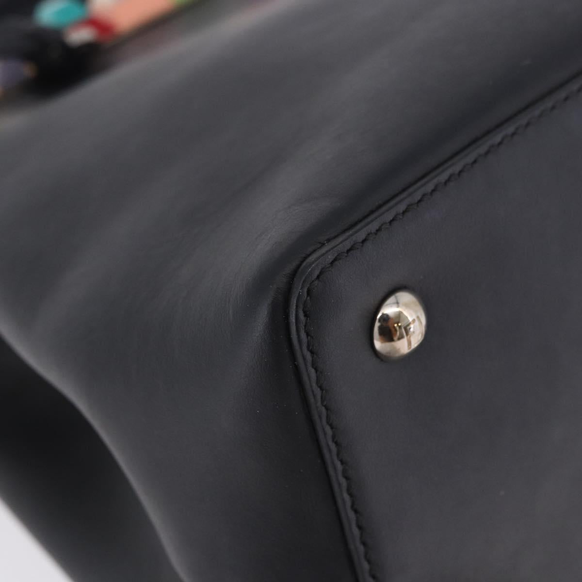 FENDI To joule Hand Bag Leather Black Silver 8BH253 Auth ar14226V