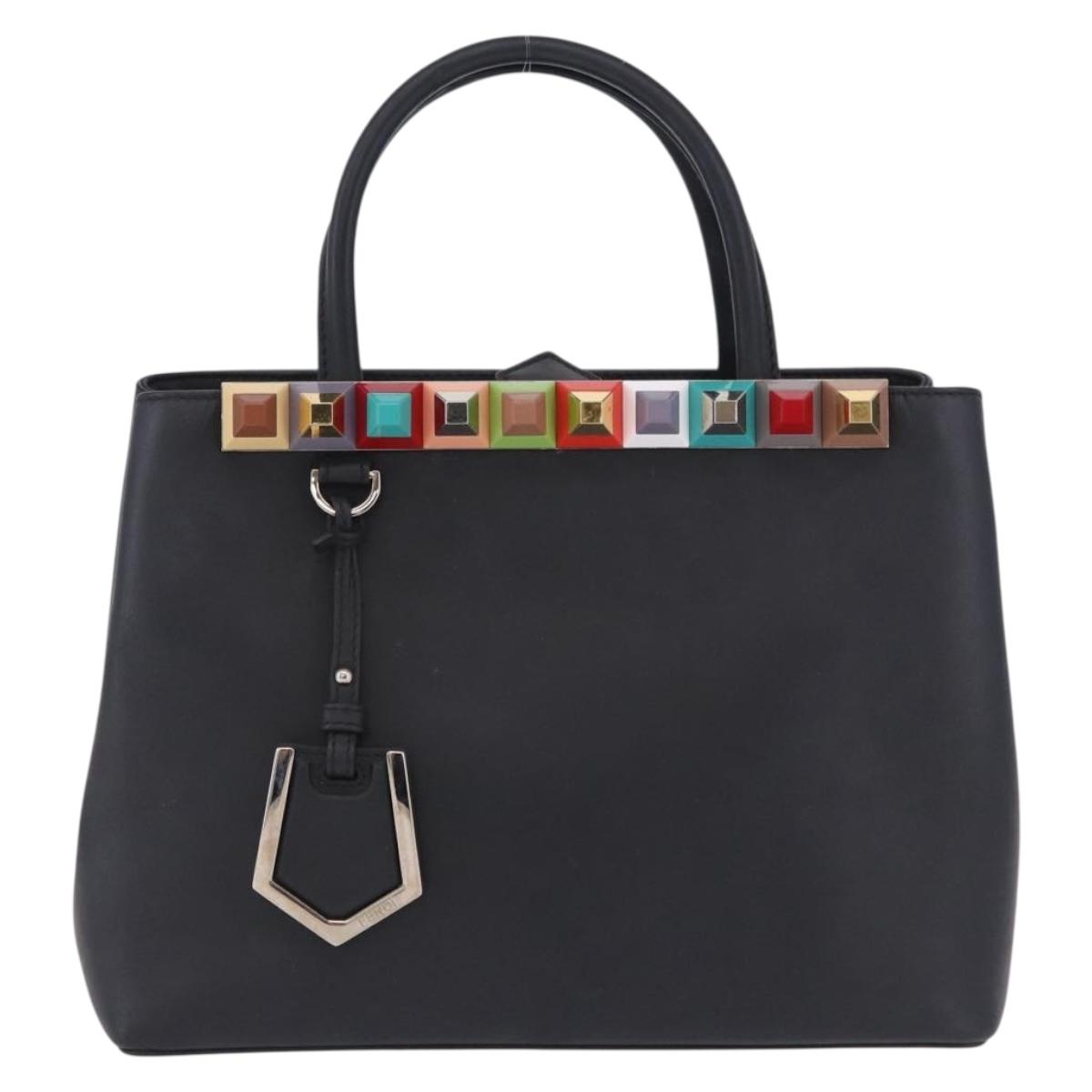 FENDI To joule Hand Bag Leather Black Silver 8BH253 Auth ar14226V
