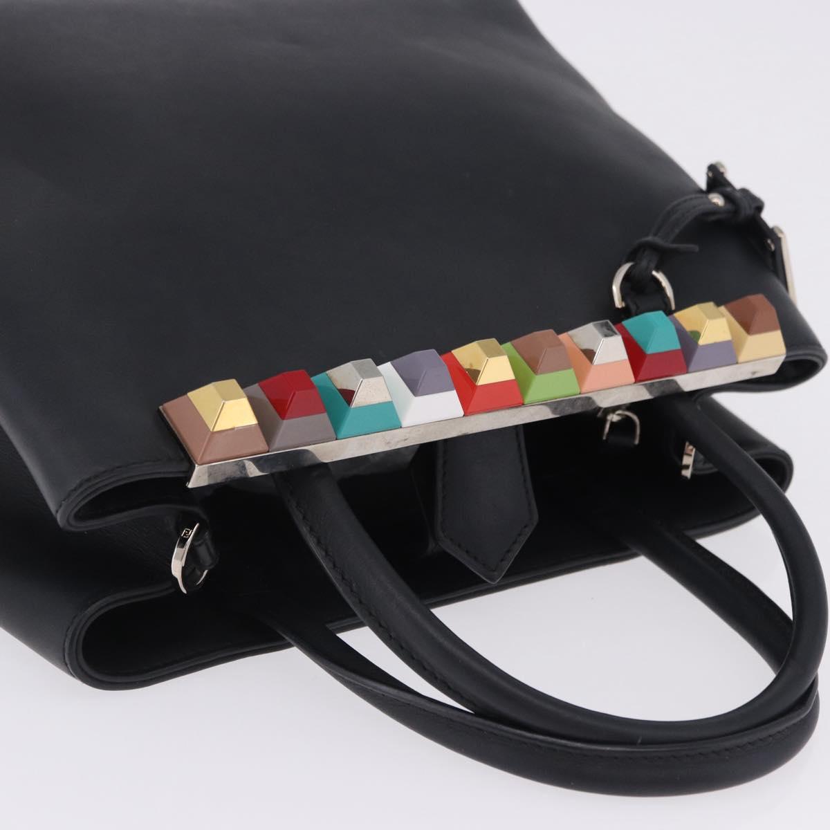 FENDI To joule Hand Bag Leather Black Silver 8BH253 Auth ar14226V