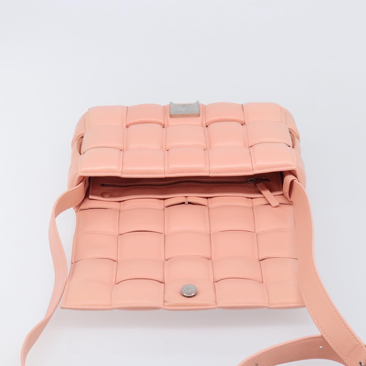 BOTTEGA VENETA MAXI INTRECCIATO Cassette Shoulder Bag Leather Pink Auth ar14228M