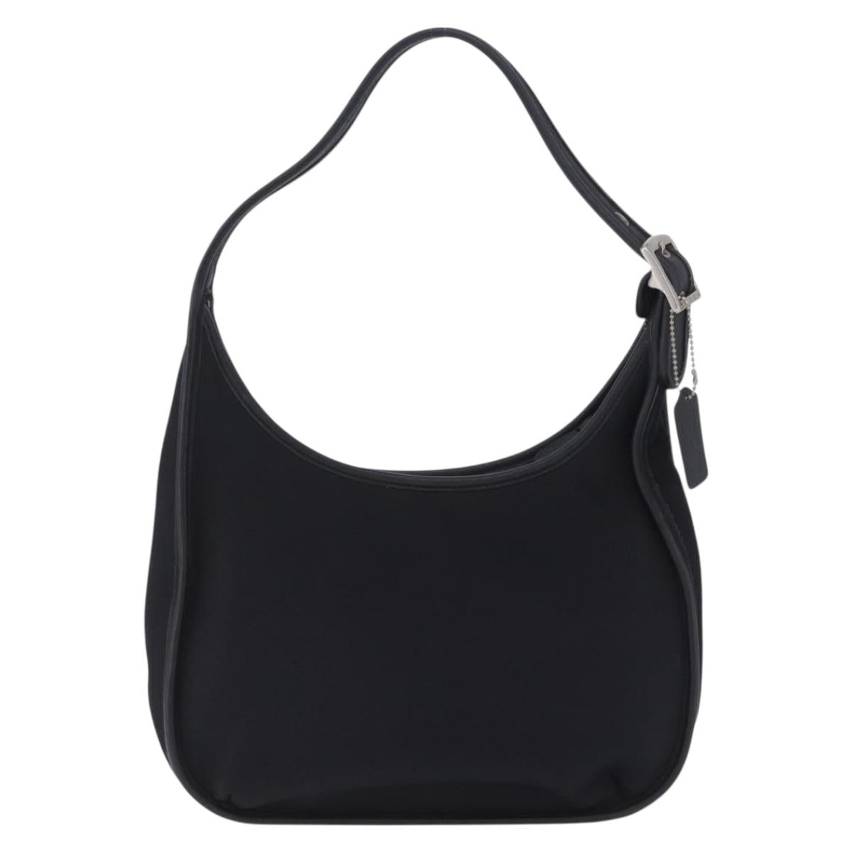 Coach Shoulder Bag Nylon Black Silver Auth ar14243
