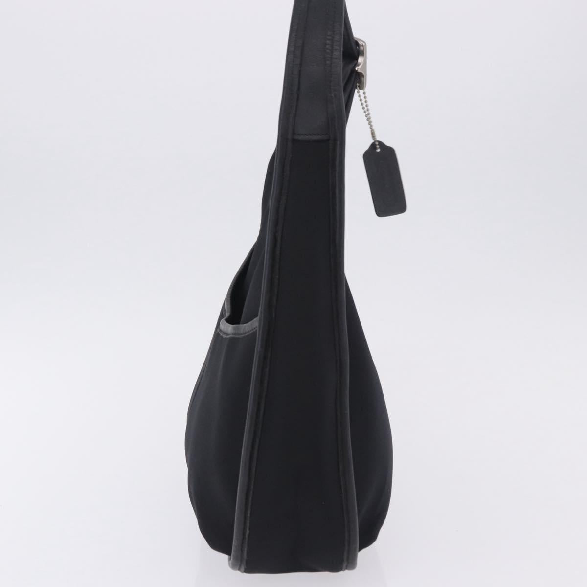 Coach Shoulder Bag Nylon Black Silver Auth ar14243