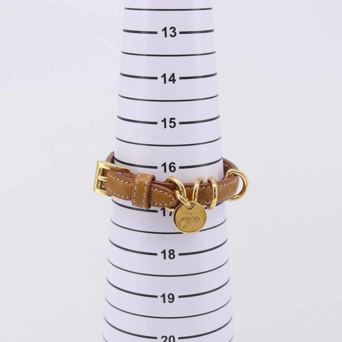 PRADA Bracelet Leather Brown Gold Tone Auth ar14250V