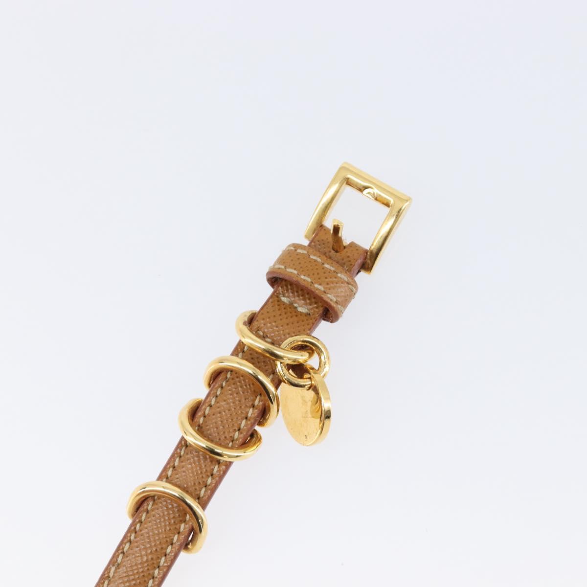 PRADA Bracelet Leather Brown Gold Tone Auth ar14250V