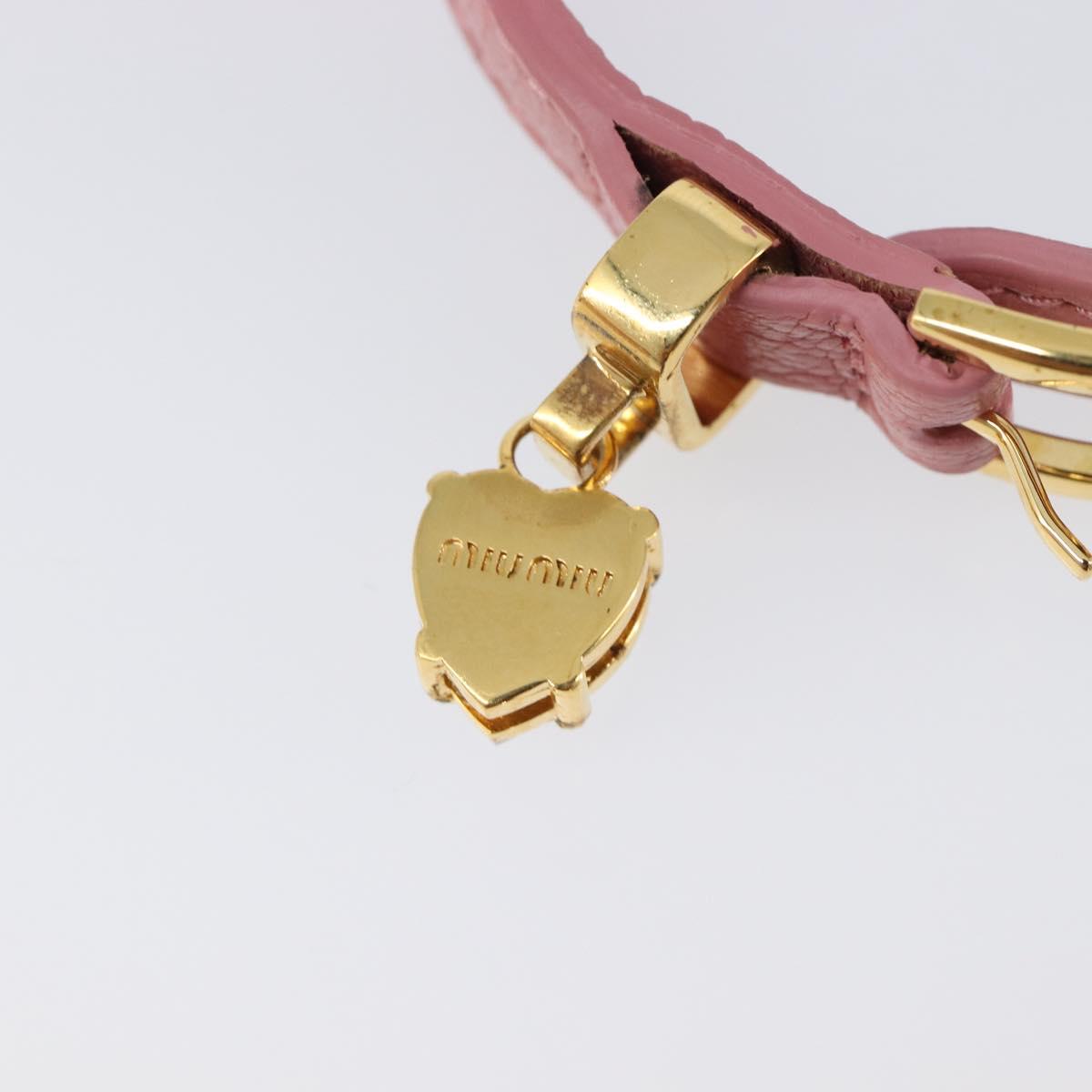 Miu Miu Bracelet Leather Pink Gold Tone Auth ar14251V