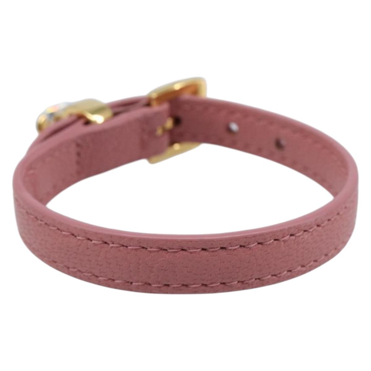 Miu Miu Bracelet Leather Pink Gold Tone Auth ar14251V