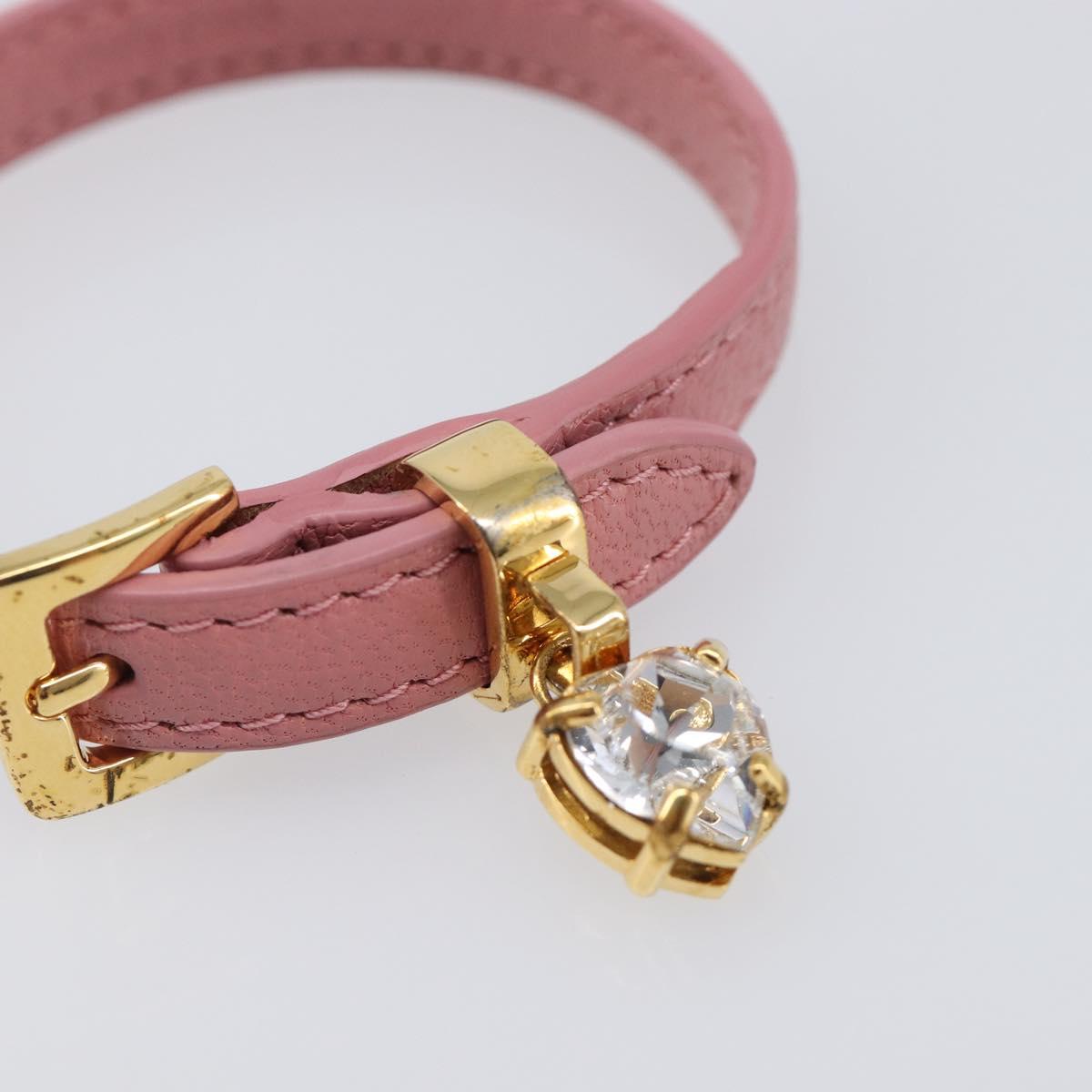 Miu Miu Bracelet Leather Pink Gold Tone Auth ar14251V