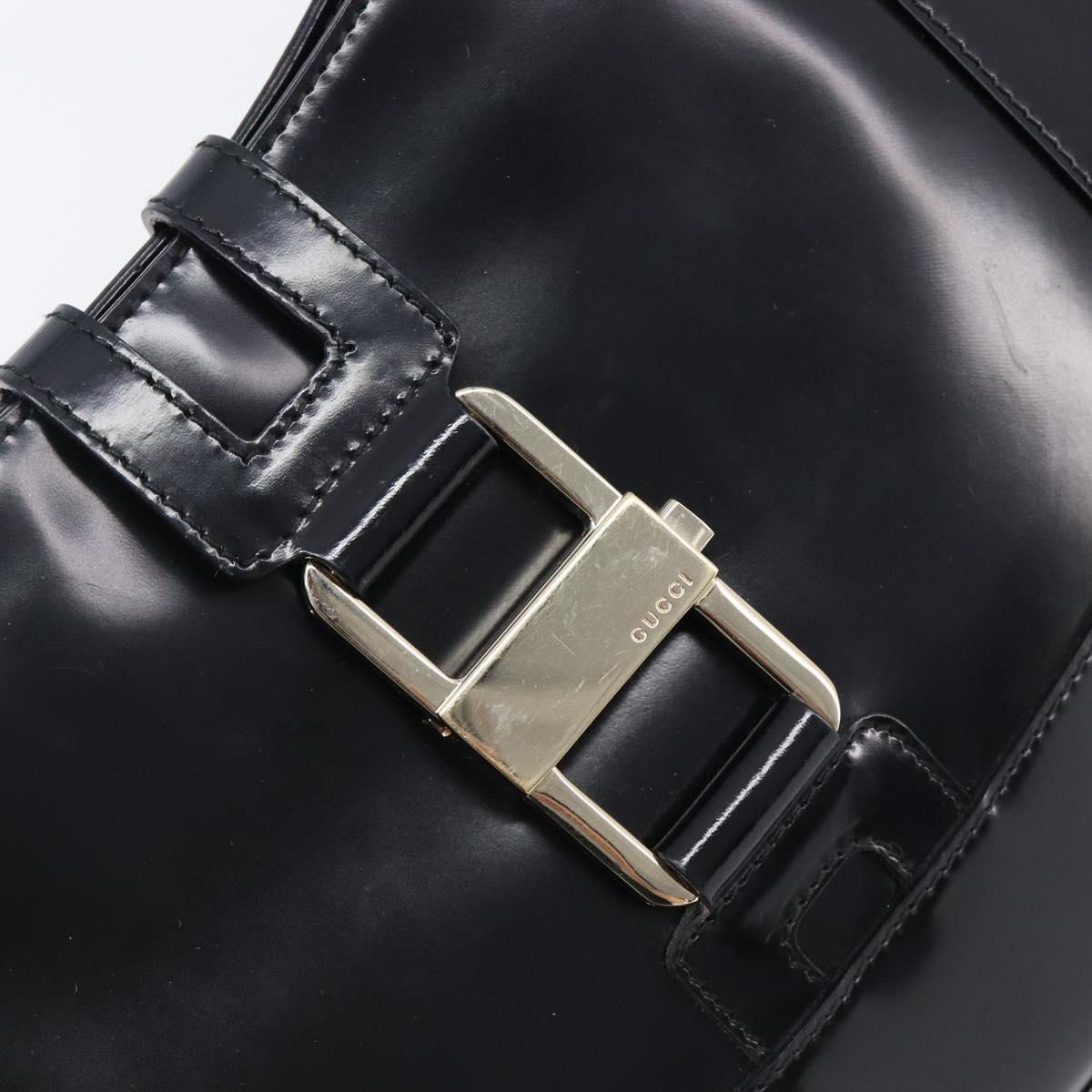 GUCCI Hand Bag Patent Black Gold Tone 001 4150 Auth ar14256V