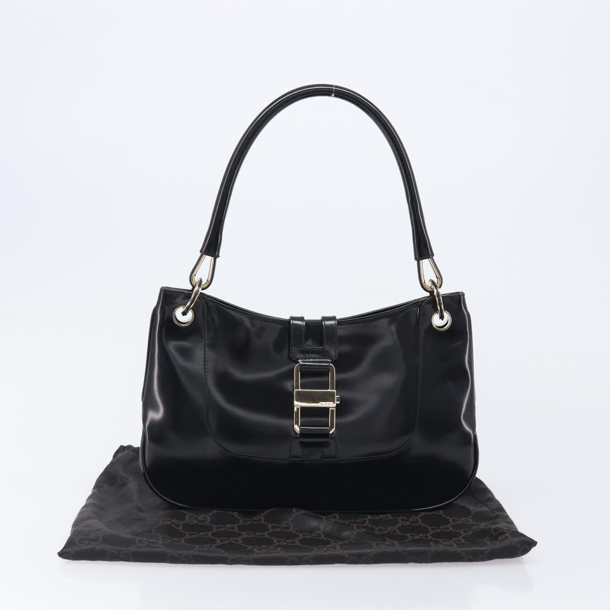 GUCCI Hand Bag Patent Black Gold Tone 001 4150 Auth ar14256V