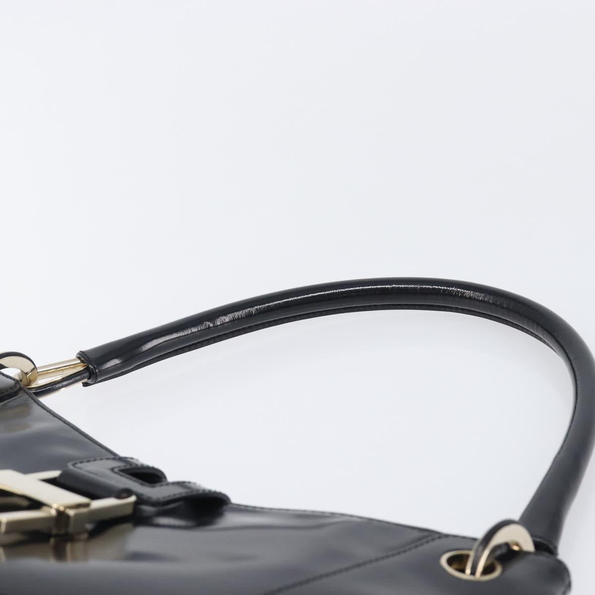 GUCCI Hand Bag Patent Black Gold Tone 001 4150 Auth ar14256V