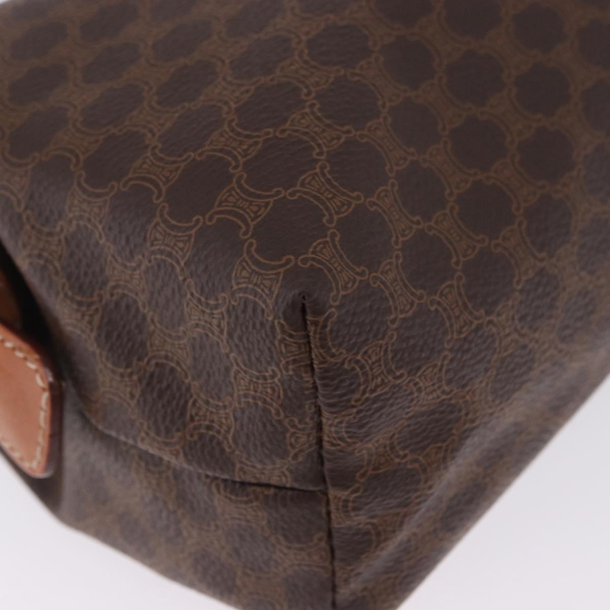 CELINE Macadam Pouch PVC Leather Brown Gold Tone Auth ar14260A