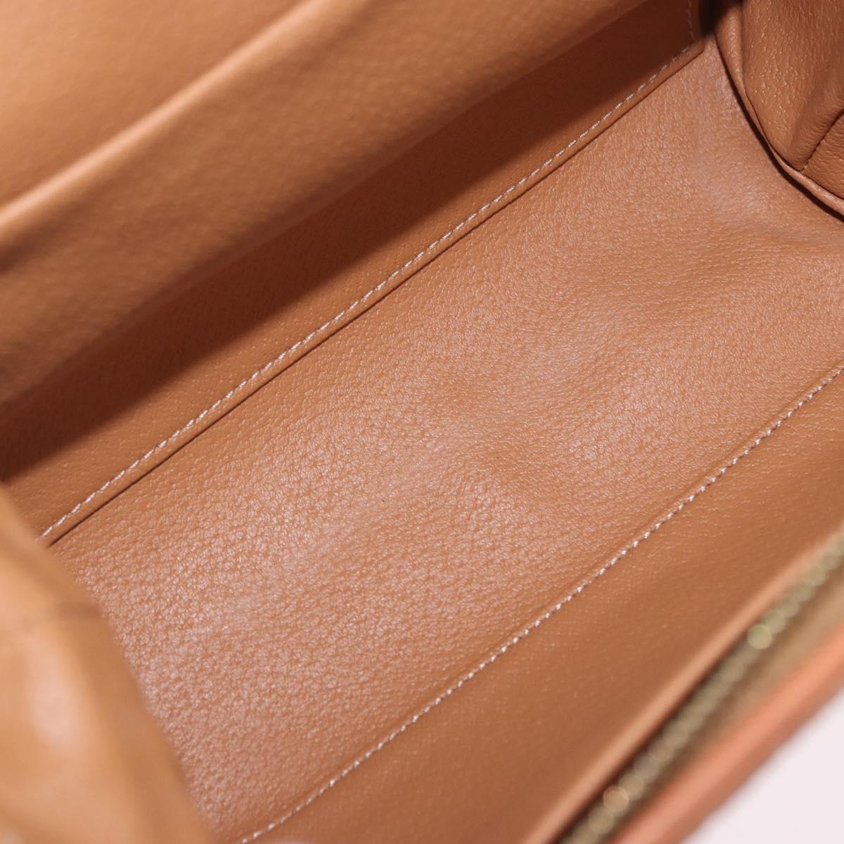 CELINE Macadam Pouch PVC Leather Brown Gold Tone Auth ar14260A