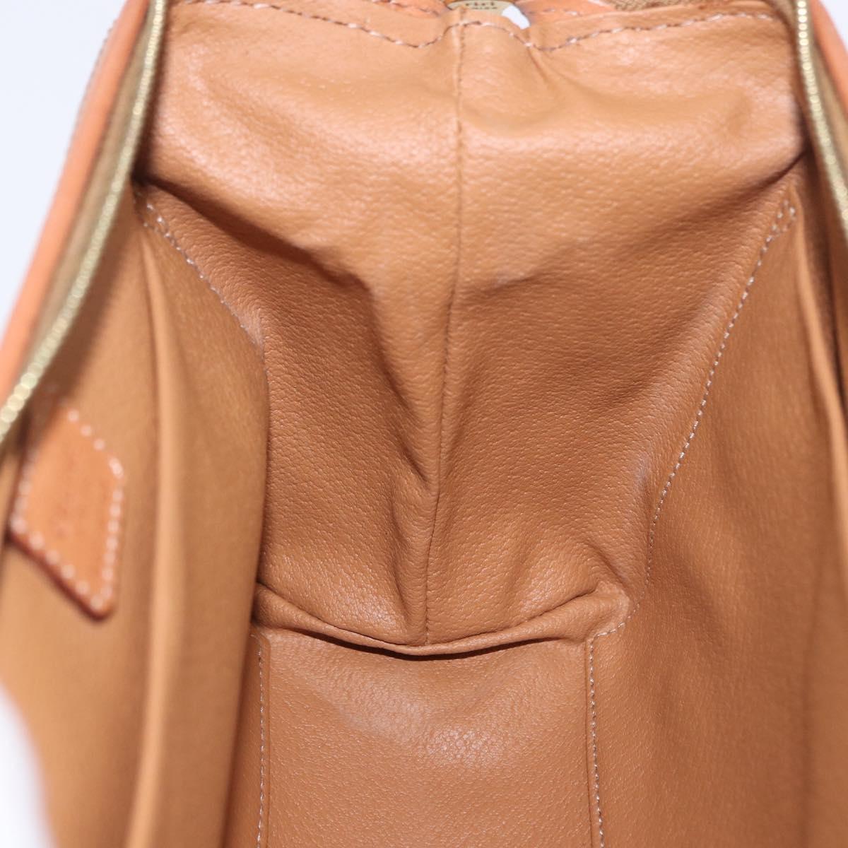 CELINE Macadam Pouch PVC Leather Brown Gold Tone Auth ar14260A