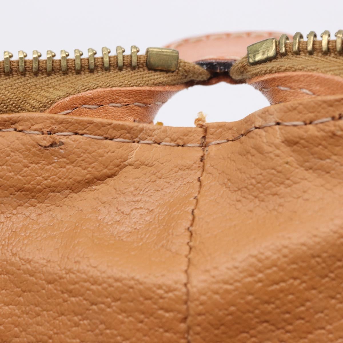 CELINE Macadam Pouch PVC Leather Brown Gold Tone Auth ar14260A