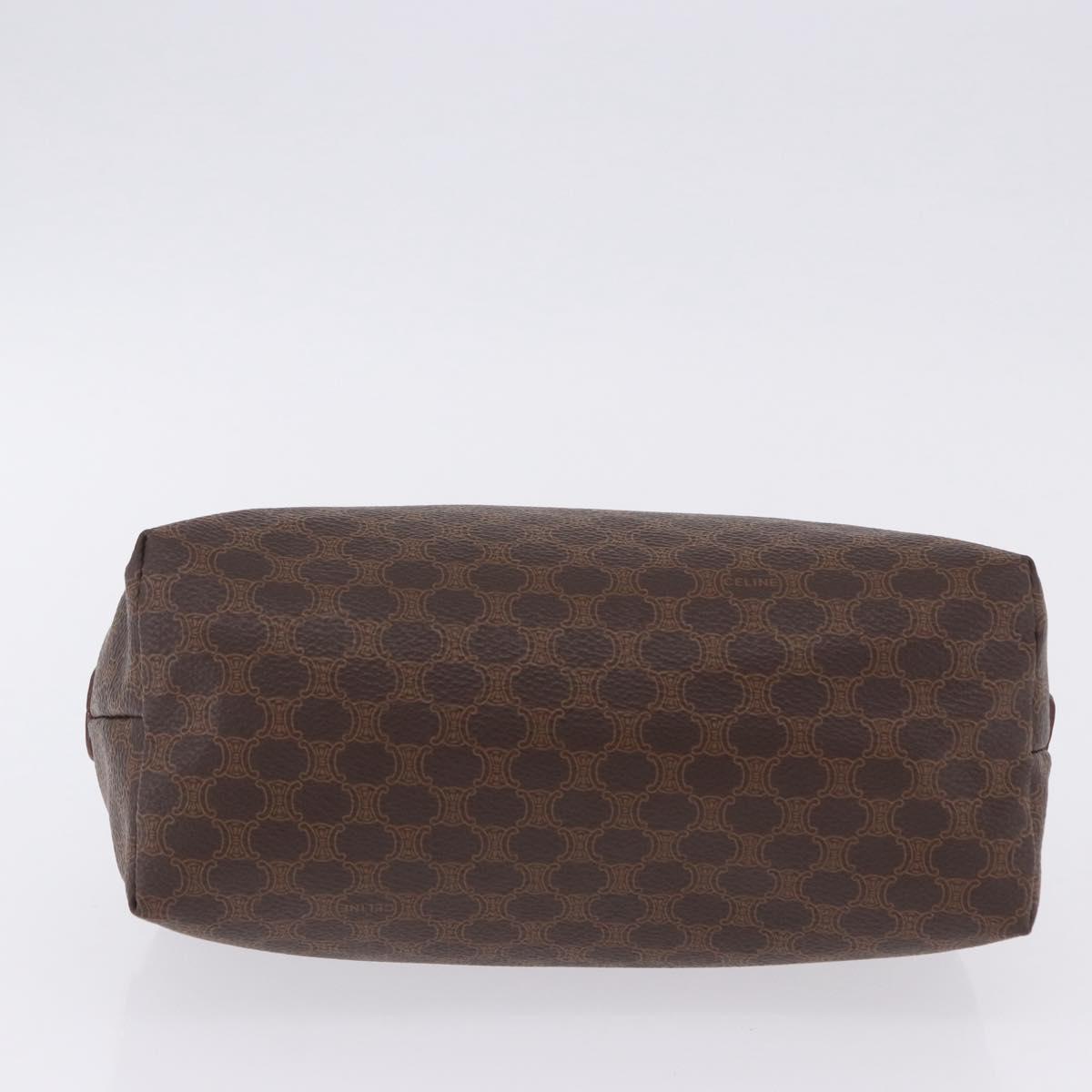 CELINE Macadam Pouch PVC Leather Brown Gold Tone Auth ar14260A