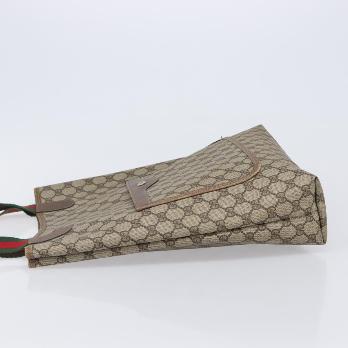 GUCCI GG Supreme Web Sherry Line Tote Bag PVC Beige Gold 39 02 003 Auth ar14261