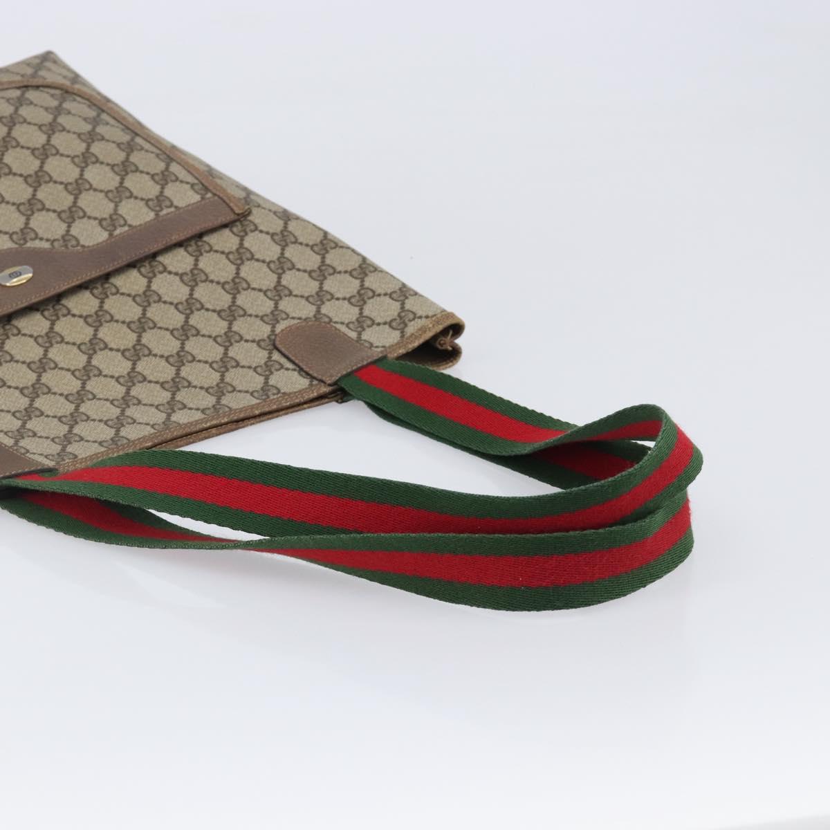 GUCCI GG Supreme Web Sherry Line Tote Bag PVC Beige Gold 39 02 003 Auth ar14261