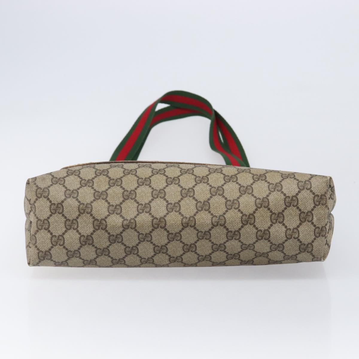 GUCCI GG Supreme Web Sherry Line Tote Bag PVC Beige Gold 39 02 003 Auth ar14261