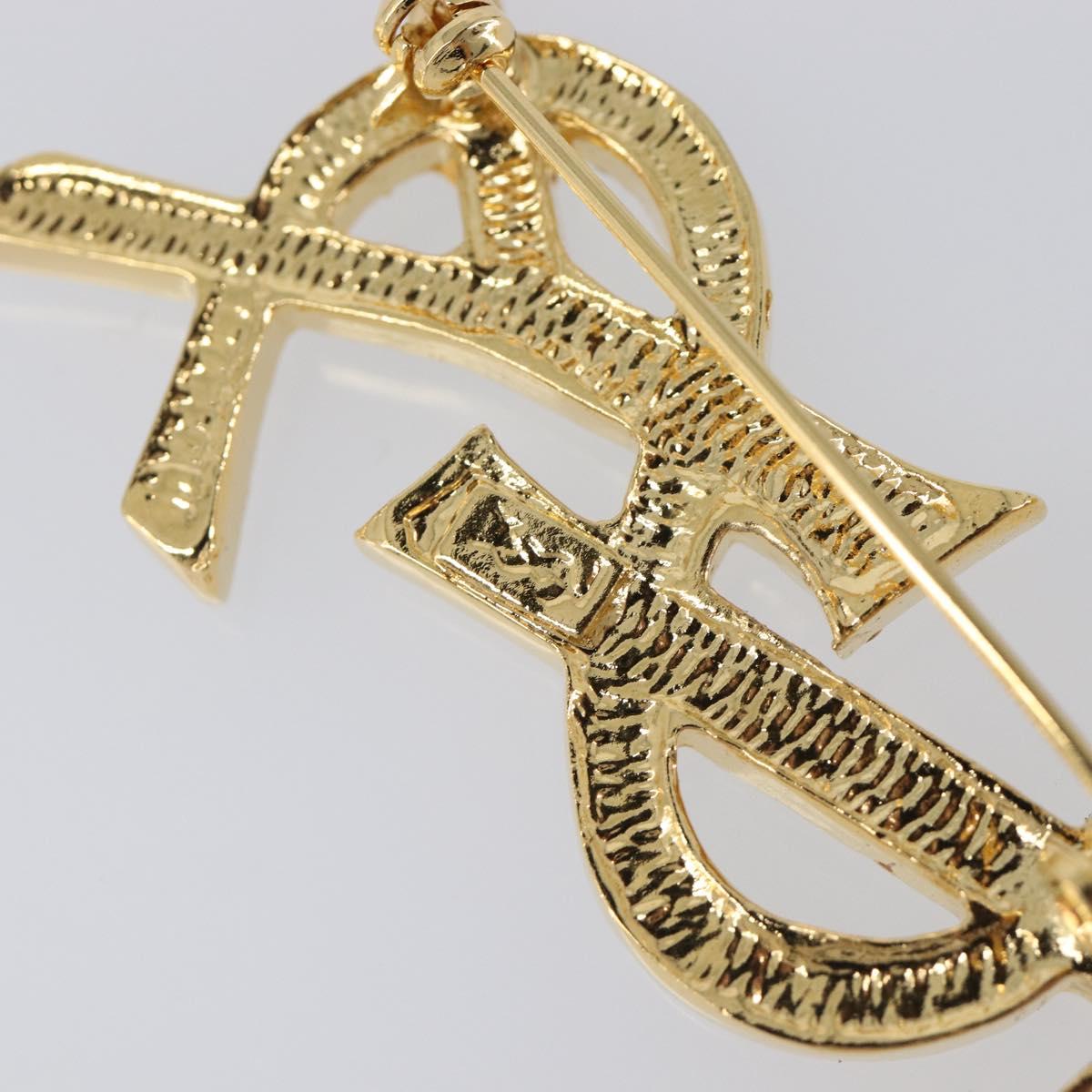 SAINT LAURENT Brooch Metal Gold Tone Auth ar14262M