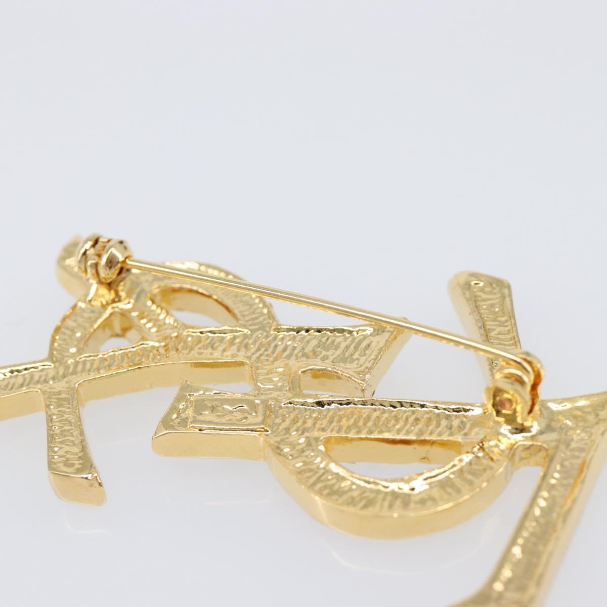 SAINT LAURENT Brooch Metal Gold Tone Auth ar14262M