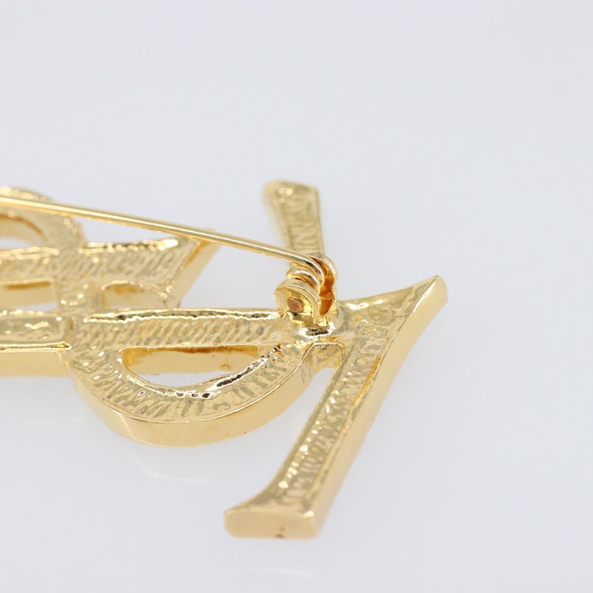 SAINT LAURENT Brooch Metal Gold Tone Auth ar14262M