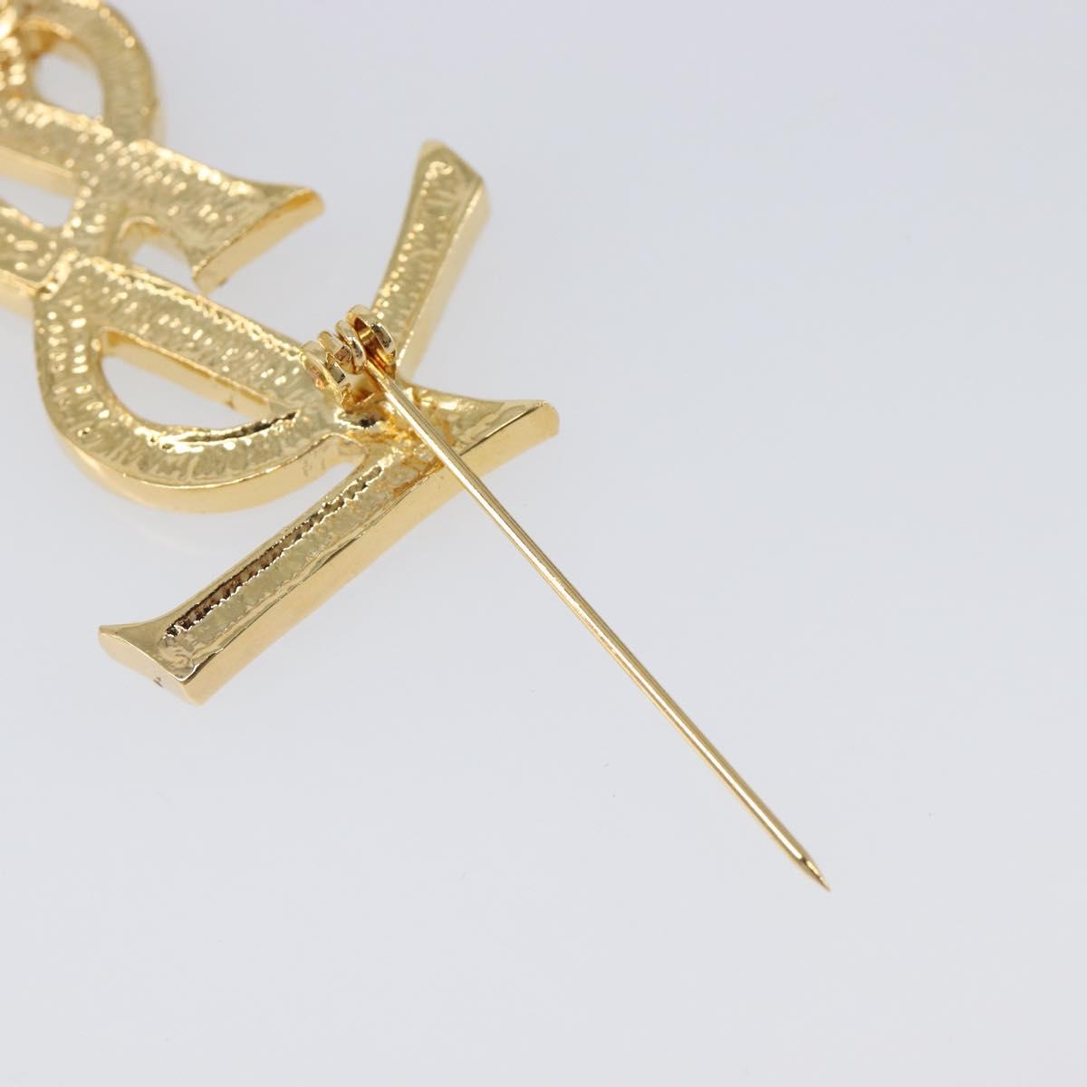 SAINT LAURENT Brooch Metal Gold Tone Auth ar14262M