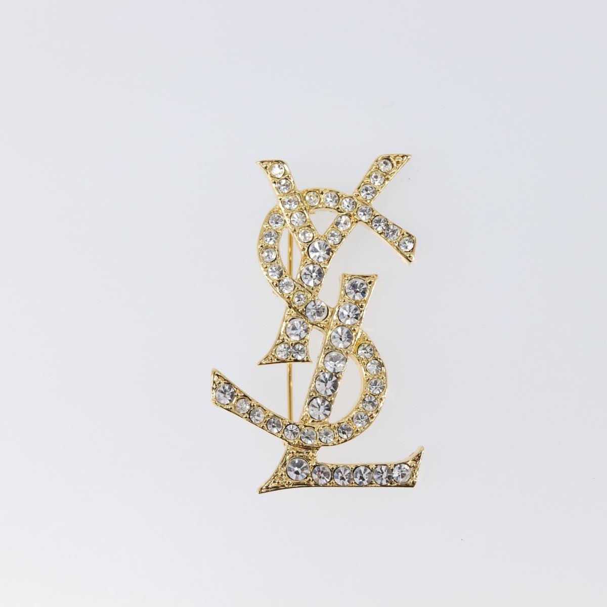 SAINT LAURENT Brooch Metal Gold Tone Auth ar14262M