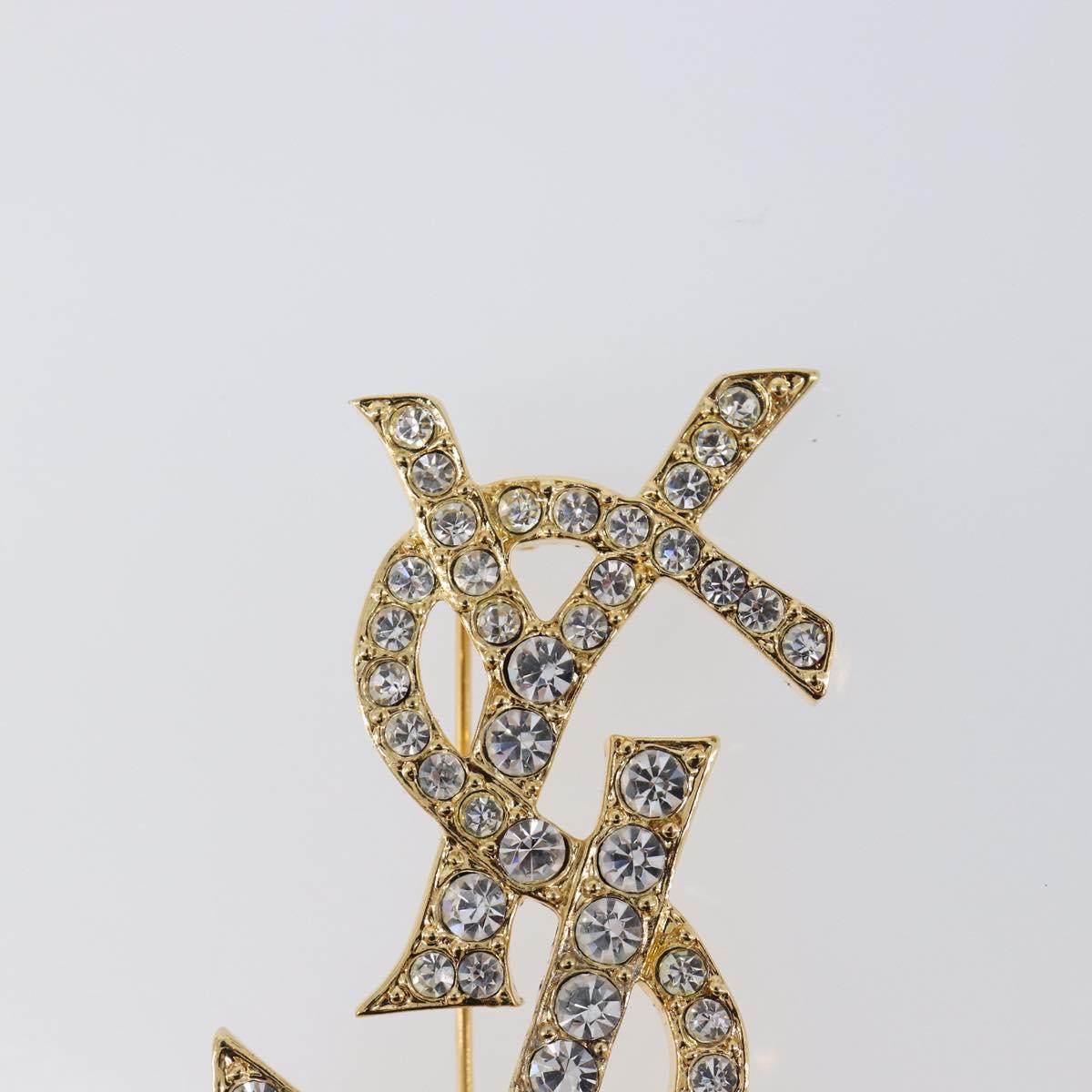 SAINT LAURENT Brooch Metal Gold Tone Auth ar14262M