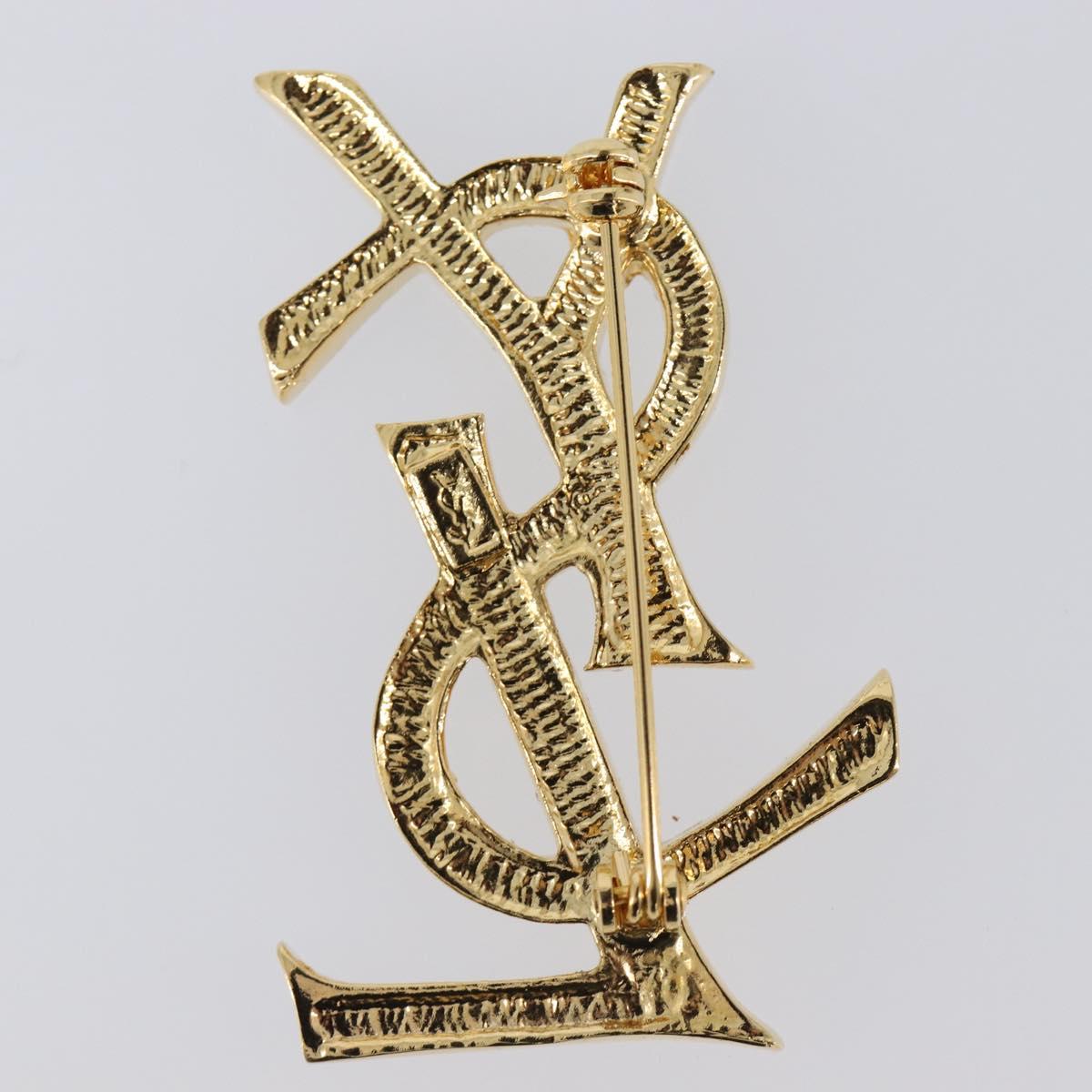 SAINT LAURENT Brooch Metal Gold Tone Auth ar14262M